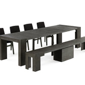 American Silver Birch::Gallery::Expanded Siberian Birch Transformer Table Shown with Bench