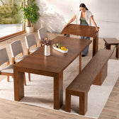 American Walnut::Gallery::Expanded American Walnut Transformer Table Shown with Bench