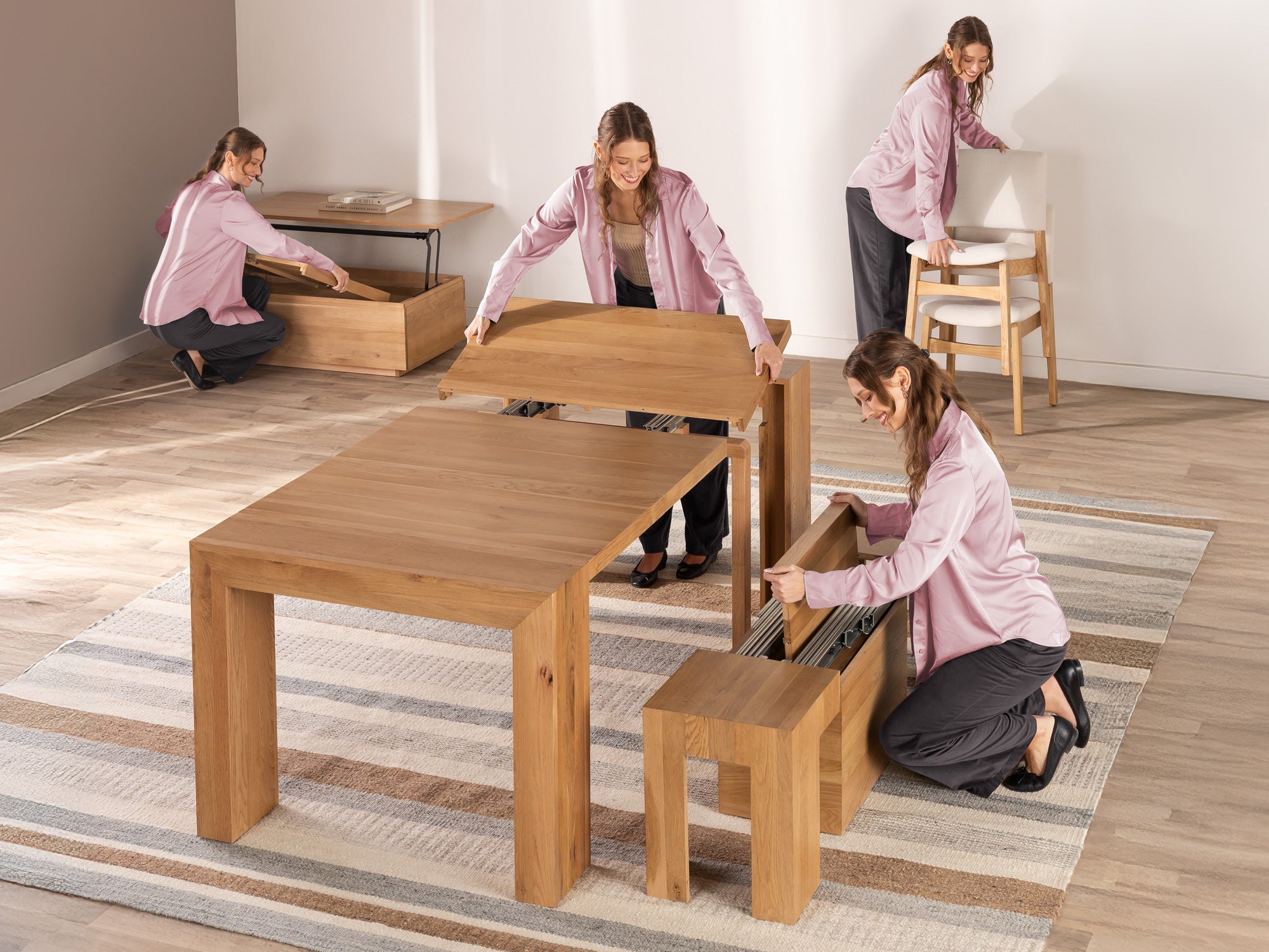 トランスフォームテーブル transform table オプション付き Shop Modern Expandable Dining Table in Solid Wood | TT ROW